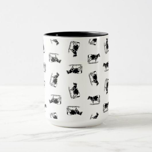 Klassische Holstein Kühe Art CUSTOM HINTERGRUNDFAR Tasse (Zentrum)