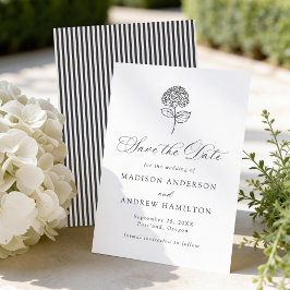 Klassische Holzkohle-Hortensien-Hochzeit Save The Date