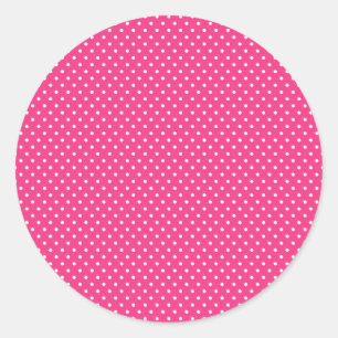 Klassische Hot-Pink- und weiße Punkte-Aufkleber Runder Aufkleber