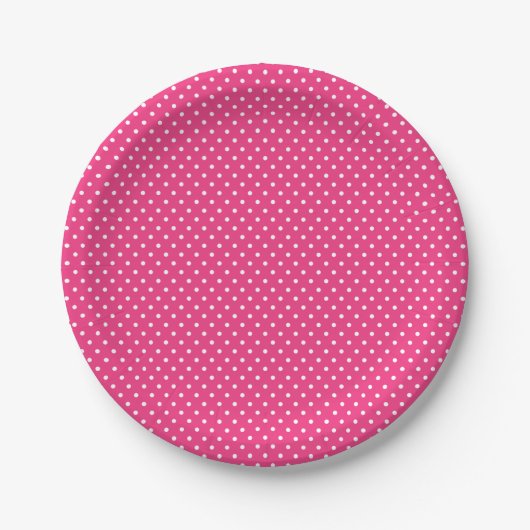 Klassische Hot Pink- und White Polka Dot-Teller Pappteller (Vorderseite)