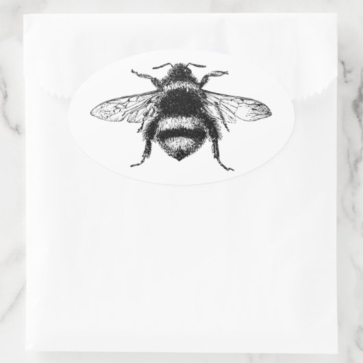 Klassische Hummelbiene Ovaler Aufkleber (Tasche)