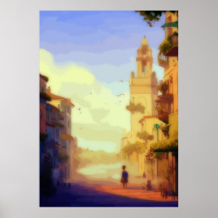 Klassische Illustration der Straße von Havanna Poster