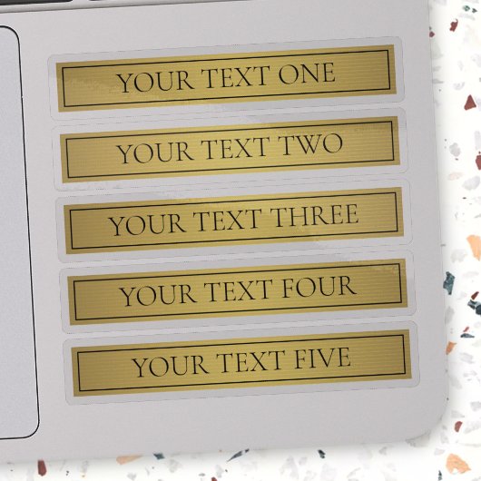 Klassische Imitate Gold mit schwarzem Text Aufkleber