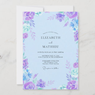 Klassische Immergrün-Violette-Blatt-Hochzeit Einladung