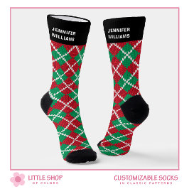 Klassische individuelle Raute Weihnachten Socken