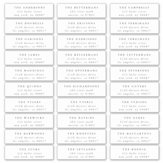 Klassische individuelle Schwarz-weiße Gästebuchadr Aufkleber (Vorderseite)