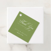 Klassische Ivory-Grün-Script-Calligraphy-Hochzeit Geschenkanhänger (Beispiel)
