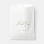 Klassische Ivory-Grün-Script-Kalligrafie-Hochzeit Geschenktütchen (Vorderseite)