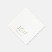 Klassische Ivory-Grün-Script-Kalligrafie-Hochzeit Serviette (Ecke)