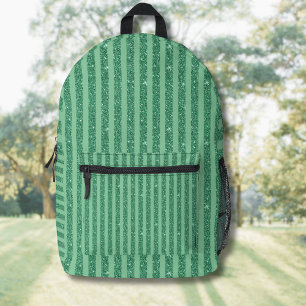 Klassische jadegrün glänzende vertikale Streifen O Bedruckter Rucksack