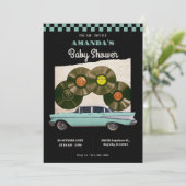 Klassische Jahrgangswagendusche Einladung (Stehend Vorderseite)