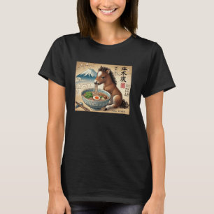 Klassische japanische Mt. Fuji-Nudeln süßes Pferde T-Shirt