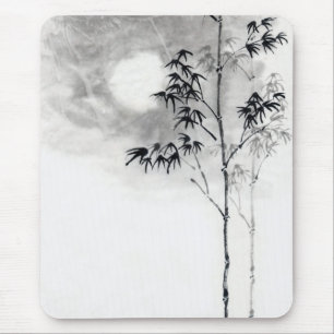 Klassische japanische Sumi-e Malerei Bambusmond Mousepad