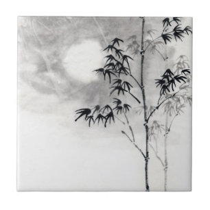 Klassische japanische Sumi-e-Malerei Kunst Bambus Fliese