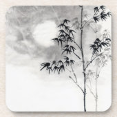 Klassische japanische Sumi-e Malkunst Bambusmond Getränkeuntersetzer (Vorderseite)