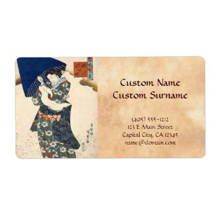 Klassische japanische Ukiyo-e-Geisha mit Regenschi