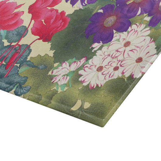 Klassische japanische Vintage Aquarell-Blume Schneidebrett (Ecke)