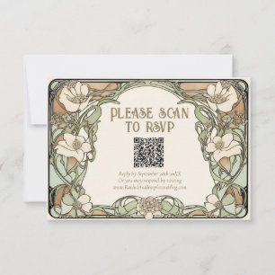 Klassische Jugendstil-Blumen-Hochzeitsantwortkarte RSVP Karte