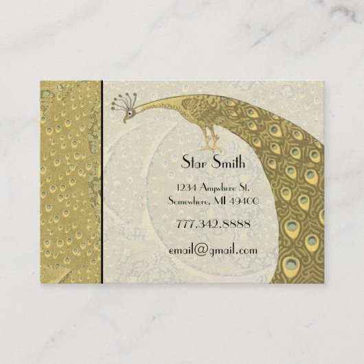 Klassische Jugendstil-Boutique Vintag Peacock Visitenkarte (Vorderseite)