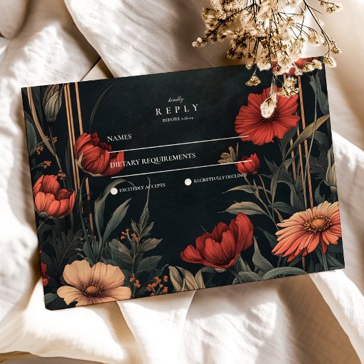 Klassische Jugendstil-Hochzeit RSVP Karte