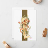 Klassische Jugendstil-Vintage Schönheit Mitteilungskarte (Vorderseite/Rückseite Beispiel)