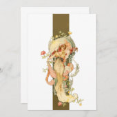 Klassische Jugendstil-Vintage Schönheit Mitteilungskarte (Vorne/Hinten)