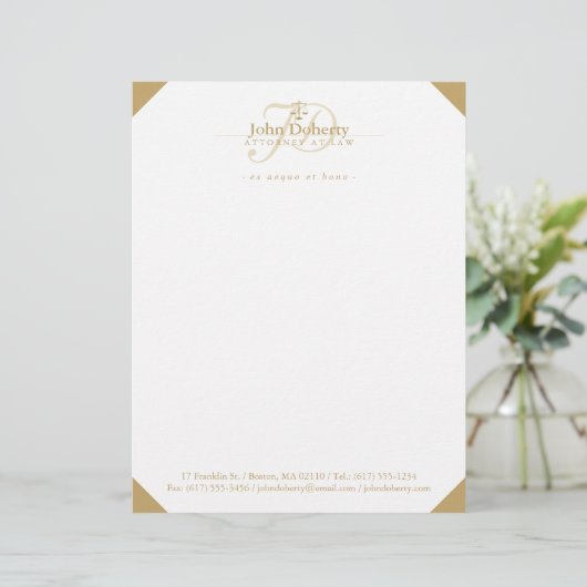 Klassische Justizskala| Gold Briefbogen (Stehend Vorderseite)