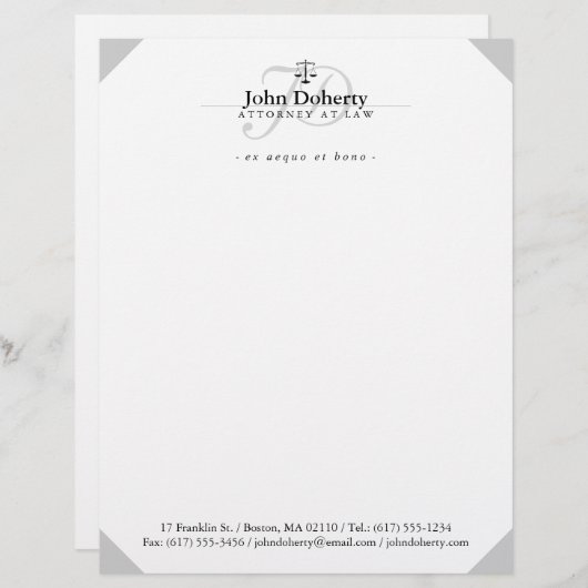 Klassische Justizskala| Schwarz-weiß Briefbogen (Vorne/Hinten)