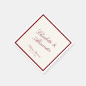 Klassische Kalligrafie Altes Geld Deep Red Wedding Serviette (Ecke)