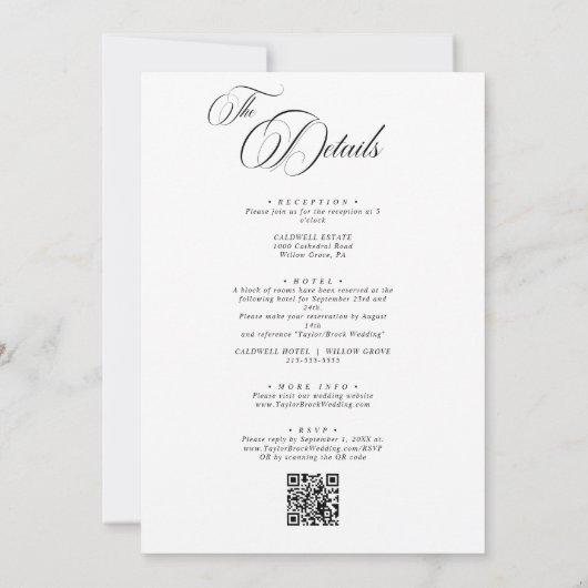 Klassische Kalligrafie Altes Geld Hochzeit Einladung (Rückseite)