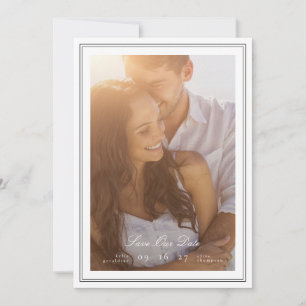 Klassische Kalligrafie Black Tie Foto Hochzeit Save The Date
