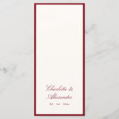 Klassische Kalligrafie Deep Red Old Money Menükarte (Rückseite)