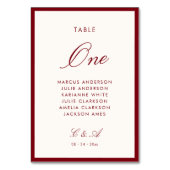 Klassische Kalligrafie Deep Red Old Money Tischnummer (Rückseite)