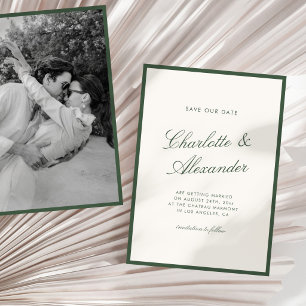Klassische Kalligrafie Dunkle Salbei-Old Money Save The Date