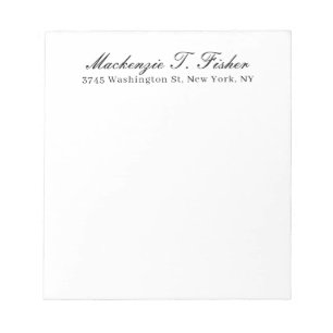 Klassische Kalligrafie Elegant Einfach Schwarz & W Notizblock