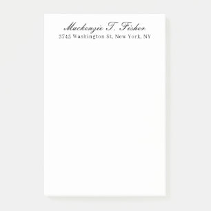 Klassische Kalligrafie Elegant einfarbig Schwarz & Post-it Klebezettel