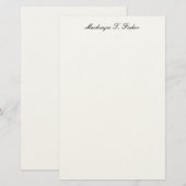 Klassische Kalligrafie Elegant schwarz-weiß Briefpapier (Vorne/Hinten)