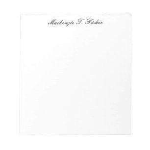 Klassische Kalligrafie Elegant schwarz-weiß Notizblock