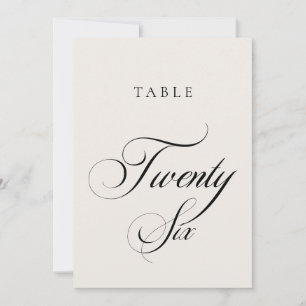 Klassische Kalligrafie-Hochzeitstisch-Nummer Elfen Einladung