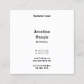 Klassische Kalligrafie Script Retro Look Schwarz-w Quadratische Visitenkarte (Rückseite)