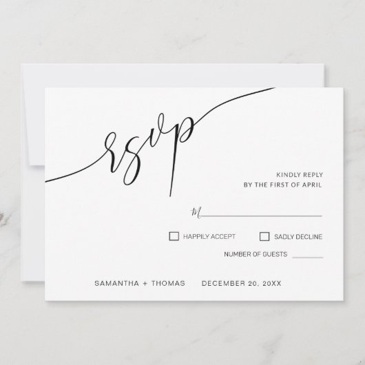 Klassische Kalligrafie Script Wedding RSVP Card (Vorderseite)