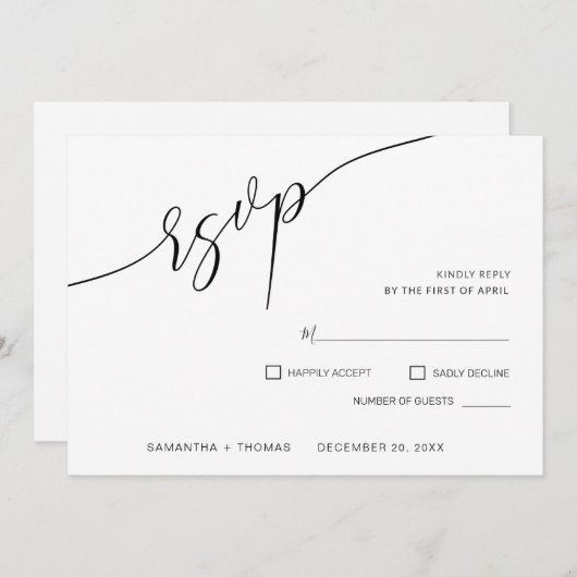 Klassische Kalligrafie Script Wedding RSVP Card (Vorne/Hinten)