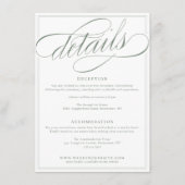 Klassische Kalligrafie Script White and Sage Weddi Begleitkarte (Vorderseite)