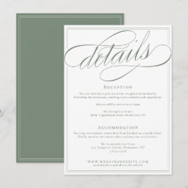 Klassische Kalligrafie Script White and Sage Weddi Begleitkarte