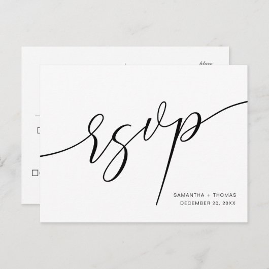 Klassische Kalligrafie-Skript Hochzeit RSVP Postca Postkarte (Vorne/Hinten)