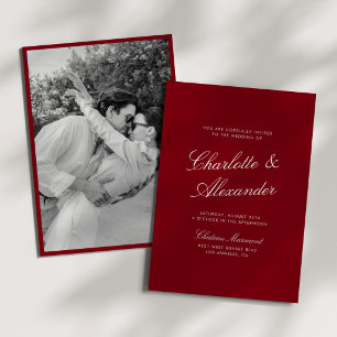 Klassische Kalligrafie Tiefrot Altes Geld Hochzeit Einladung