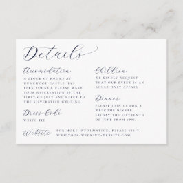 Klassische Kalligrafie-White Wedding Details Begleitkarte