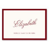 Klassische Kalligraphie Deep Red Old Money Platzka Tischnummer (Vorderseite)