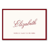 Klassische Kalligraphie Deep Red Old Money Platzka Tischnummer (Vorderseite)