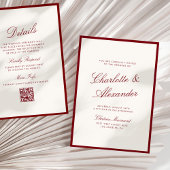 Klassische Kalligraphie Deep Red Old Money Wedding Einladung